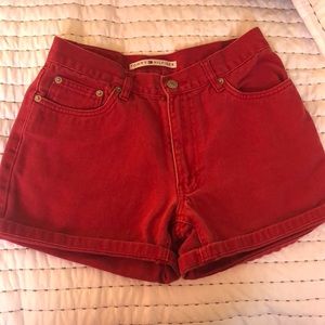 I am selling vintage Tommy Hillifiger red shorts